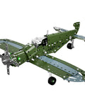 Completed Metal Aircraft Building Kit For Kids 8 To 12 258 Piece STEM Construction Set with green and silver metal parts.