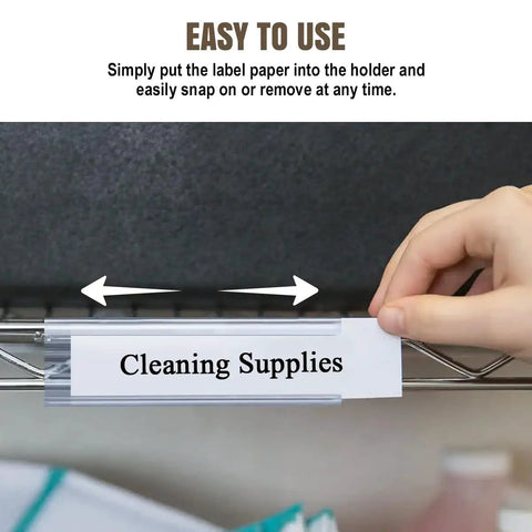 Twenty Piece Plastic Wire Shelf Label Holders Fit Like A Champ On Metro And Nexel One Quarter Inch Racks Hassle Free Snap Clip Setup Perfect For Store Organization And Quick Inventory Swaps