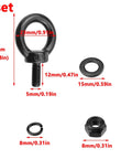 Stainless Steel M5 Shoulder Eyebolts Set With Nuts, Lock Washers And Flat Washers For Heavy Duty Lifting, 6 Pack, 304 Grade, 1.38 Inch Overall Length