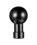 Durable Aluminum 17mm Ball Head Mount With A One Quarter Inch Twenty Screw, close-up view, black aluminum finish