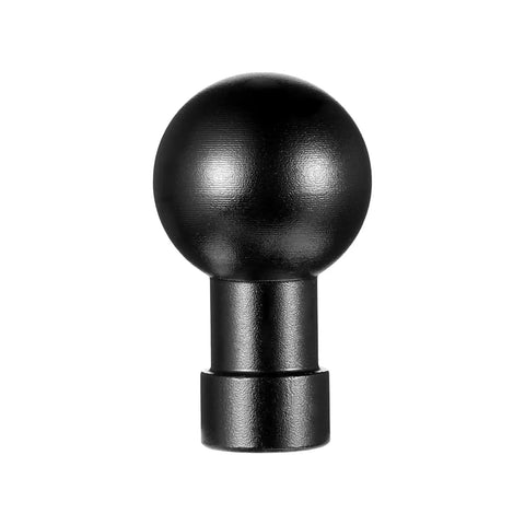 Durable Aluminum 17mm Ball Head Mount With A One Quarter Inch Twenty Screw, close-up view, black aluminum finish