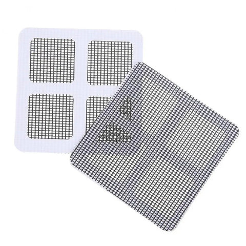 10 Piece Screen Repair Patch Kit For Windows, Doors And Tents Easy Adhesive Patches To Fix Tears, Holes, And Rips Without Expensive Replacements Ideal Emergency Camping Gear And DIY Home Screen Repair showing adhesive mesh patches for screen repair.