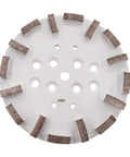 10 Inch Concrete Diamond Grinding Head Disc Plate with 25 Grit Curved Rectangle Segments for fast grinding on floors.