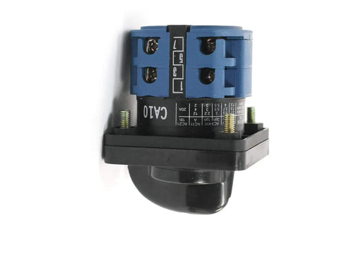Five Position Wall Switch Universal Rotary Cam Changeover CA10 Motion Activated Switch For Industrial And Home Use 50 By 50 By 10 Mm Mount Voltage Range From 220 To 660 Volts Three Phase And Single Phase High Current, blue rotary cam switch