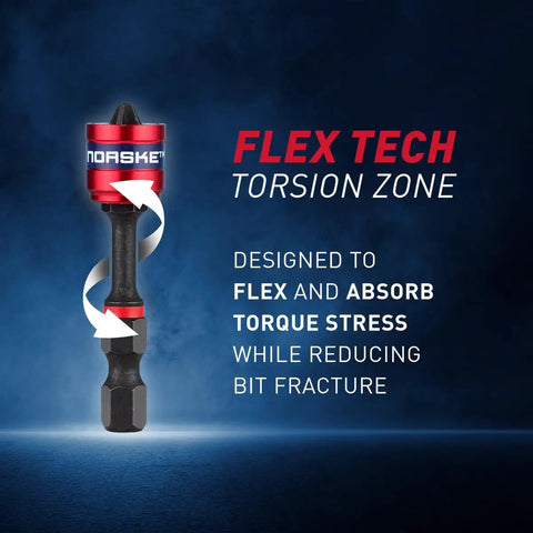 Magnetic Float Collar Screw Holder No 2 PH with Flex Tech Torsion Zone for stress absorption, black and red design, isolated on dark background