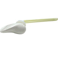 Built Tough Left Hand Toilet Flush Handle Replacement In Crisp White Plastic Fits Cadet II Models angled view with plastic lever.