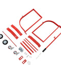 Rock Solid 55 Gallon Drum Cradle Heavy Duty Steel Drum Stand assembly parts, including wheels, frame, and hardware for industrial use.