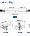 Two Pack 6 Inch 80N Gas Struts Lid Support Hinges For Soft Close Folding Lid Stay Lift Support Slow Lowering Pneumatic Lid Buffer For Cabinets Closets Wardrobes Silver, size diagram