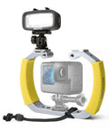 DiveRig4 Underwater Rig Bundle With Waterproof LED Light For GoPro HERO3 Through HERO8 And DJI Osmo Action with aluminum tray.