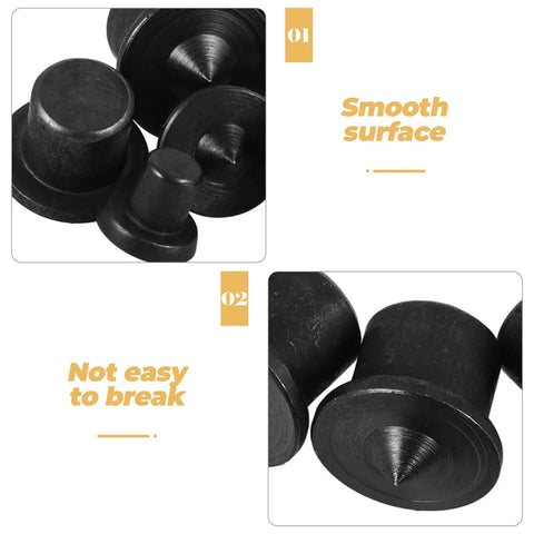 Close-up of 8 Piece Woodworking Center Transfer Plugs Dowel Pin Set with smooth surface and durable build.