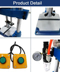 Heavy Duty Pneumatic Punch Press Desktop Sheet Metal Hole Puncher With Adjustable Cylinder Stroke No Sweat Operation And Rock Solid Anti Rotation Guide Rails control panel and pressure gauge