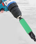 Blind Rivet Removal Tool Kit For 1/4 Inch Drills, Built For Fast, No Hassle Rivet Popper Action, Universal Compatibility With Pneumatic Or Electric, Includes Guide And Five High Speed Threaded Bits That Precisely Fit 1/8 Inch Rivets, attached to a drill