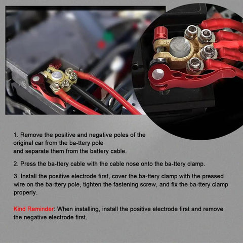 Four Way Battery Terminal Connectors For SAE JIS Type A Posts Quick Release Top Post Clamps For Positive And Negative Poles