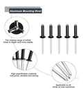 500 Piece Aluminum Blind Rivets With Large Flange Head Black Steel Finish Heavy Duty Vibration Resistant Fasteners For Quick Metal And Wood Bonding Works With Manual Or Pneumatic Riveters, M2.4x6 mm
