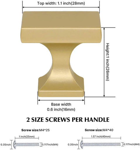 Gold Cabinet Knobs 30 Pack Brushed Brass Square Zinc Alloy Dresser Drawer Hardware For Kitchen Cabinets And Furniture Dope Satin Finish Easy Install Durable Luxury Hardware Set dimensions