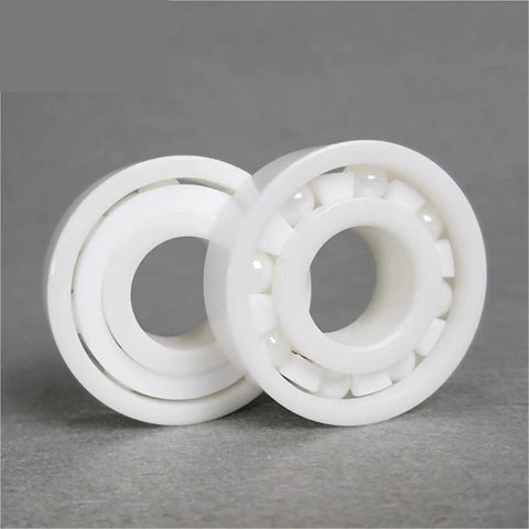 Heavy Duty Full Ceramic Deep Groove Ball Bearing 15x26x7mm Zirconia ZrO2 Non Metallic Precision Roller side view on grey background