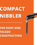 Compact Metal Nibbler Power Tool Featuring 22 Gauge Cutting Capacity For Roofing And Facade Work with ergonomic handle and narrow head.