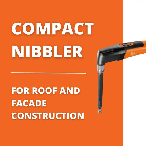 Compact Metal Nibbler Power Tool Featuring 22 Gauge Cutting Capacity For Roofing And Facade Work with ergonomic handle and narrow head.