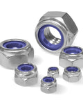 Nylon Insert Lock Nut Set, 140Pcs Metric Lock Nuts M3-M12 Anti Loosening in 304 Stainless Steel, displayed in various sizes