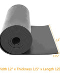 Solid Neoprene Rubber Sheets And Strips For DIY Gasket Material Sealing Liners Shields Padding And Weather Stripping 12 Inches Wide One Fifth Inch Thick One Hundred Twenty Inches Long No Adhesive, rolled out