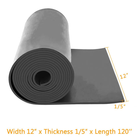 Solid Neoprene Rubber Sheets And Strips For DIY Gasket Material Sealing Liners Shields Padding And Weather Stripping 12 Inches Wide One Fifth Inch Thick One Hundred Twenty Inches Long No Adhesive, rolled out
