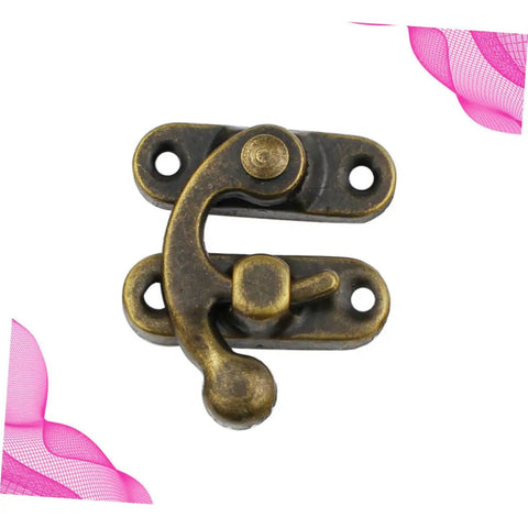 Close-up of a gold finish latch from a 30 Piece Wooden Box Buckle Hasp Latch Hardware Kit For Hold Down Clamps And Toggle Latch