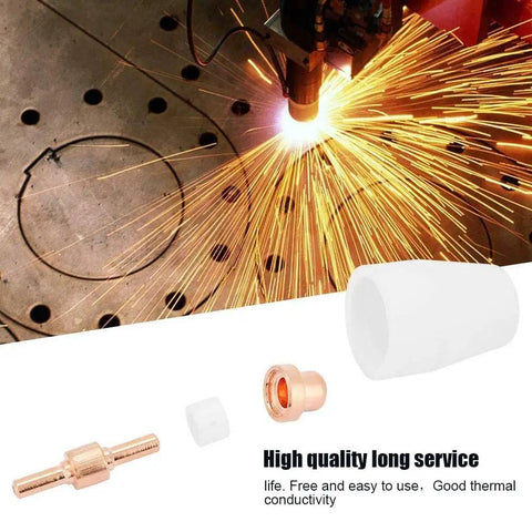 Super Cool 75-Piece Plasma Cutting Torch Consumables Kit For PT31 Pt40 Cut 40 And Cut 50 With Precision Engineered Swag Parts, copper tips and torch components.