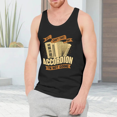 Top Notch Men's 100 Percent Cotton Tank Top, Rugged Gym Muscle Shirt worn by a man, featuring accordion graphic design.