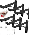 Heavy Duty Shelf Brackets 14 Inch L Shaped 6 Pack Black Powder Coated Rustproof Anti Scratch Super Strong Floating Shelf Brackets For Solid Load Bearing with Mounting Screws