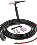 Tig Welding Gun Wp-17V Argon Torch With 13ft Air Hose 35-50mm Connector Lift Tig Torch 150 Amp coiled with accessories shown