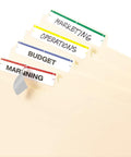 Foolproof Easy Peel File Folder Labels On 4X6 Sheets, Assorted Color Coded Tabs For Smart Office Organization, Print Or Handwrite, 252 Count Bulk Pack To Keep Paperwork Neat And Sort Files Swift displayed on folders.