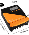 Upgraded 20A MPPT Solar Charge Controller With LCD Screen 12V 24V 50V Max, Dual USB Ports, dimensions shown