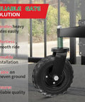 Heavy Duty 8 Inch Gate Wheel With 600 Lbs Capacity Spring Loaded 360 Degree Swivel All Terrain Gate Support For Metal Tube And Wooden Gates Includes U Bolts And Tools All Black, installed on gate.