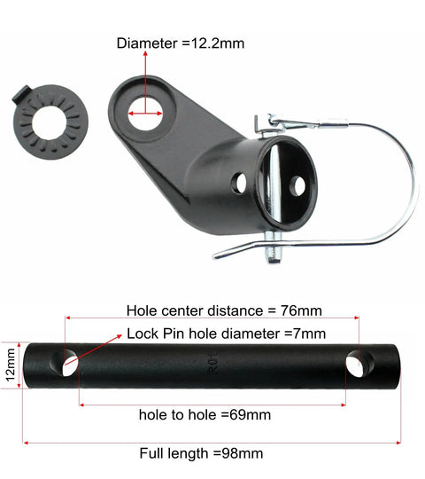 Angled Bike Trailer Coupler For Universal Trailers, Easy Attach For Quick Release And Thru Axle Bikes, steel build dimensions