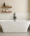 67 Inch Freestanding Acrylic Bathtub Sets Main Room Vibes With Double Walled Insulation And Ergonomic Deep Contour in modern bathroom.