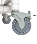 Close-up of 5 Inch Locking Shower Chair Casters Set Of Four Replacement Wheels For Rolling And Commode Chairs Designed For DL1 RL1 RCL1 Models