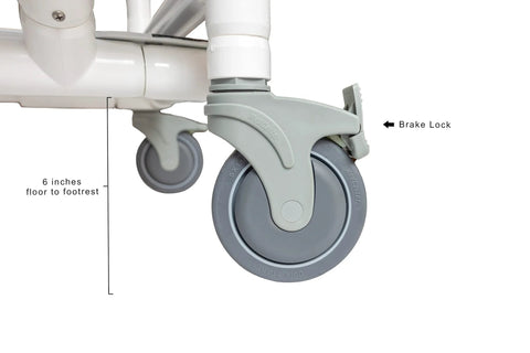 Close-up of 5 Inch Locking Shower Chair Casters Set Of Four Replacement Wheels For Rolling And Commode Chairs Designed For DL1 RL1 RCL1 Models