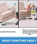 Heavy Duty Oval Furniture Sliders Three And A Half Inch By Six Inch Reusable Carpet Movers shown lifting and sliding a sofa