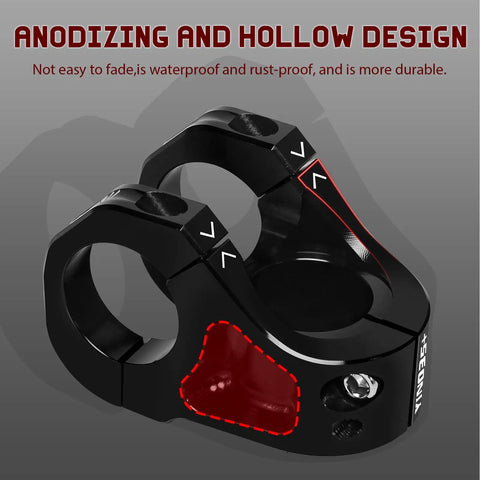 Ultralight CNC Hollow Aluminum 35mm Mountain Bike Stem For 31.8mm Handlebars, showing anodized black and red design features