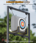 Adjustable Archery Target Stand for Foam and 3D Targets with L-shaped stabilizer design for steady support and raised legs.