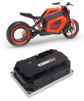 Heavy Hitter 72V 21600W Brushless Motor Speed Controller shown with electric motorcycle design in vibrant red and black.