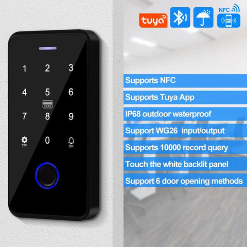 All In One Access Control System Kit For Home And Office With Waterproof Fingerprint Keypad 120 User Capacity RFID Key Fobs