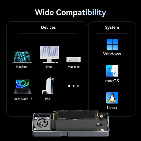 Smooth Operator M2 Nvme Ssd Enclosure With Built In Cooling Fan Delivers Blazing Fast Thunderbolt 5 Speeds Up To Eighty Gbps for various devices compatibility.