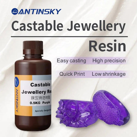 Premium Castable Jewelry Resin Tailored For DLP And LCD 3D Printers With 75 Percent Wax Content And Burn Clean Ash Free Formula Hassle Free Prints And Knockout Detail For Master Patterns Rich Purple Pigment Comes In 500 Gram Jar