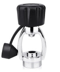 250 Bar 3500 PSI Chrome Plated Brass DIN To Yoke Regulator First Stage Adapter With Dust Cap for scuba diving, front view.
