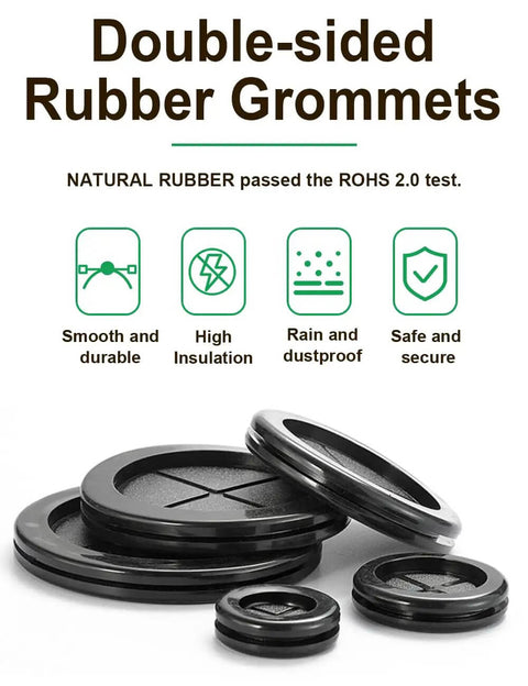 110 Pcs Rubber Grommets Kit With Six Sizes Five Sixteenths Inch Three Eighths Inch Waterproof Grommets for Sheet Metal and Cables