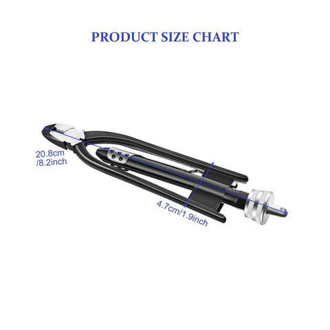 Pro Grade 6 Inch Safety Wire Pliers With Lock Wire Twist Tool And 10 Meter 0.5mm Steel Wire For Aircraft And Auto Industry, Rugged Aviation Maintenance Pliers with size chart showing dimensions.