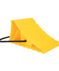 Camco wheel chock with rope, yellow plastic RV/trailer chock for tires up to 26 inches