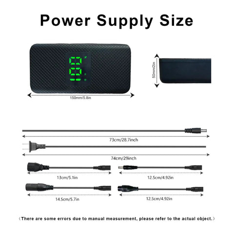 Dimensions of Fast Charge 54.6V 2A Electric Scooter Charger With LED Display shown with five plug sizes