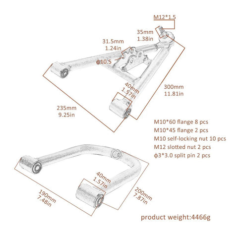 Go Kart And Drift Trike 32 Inch Rear Axle Kit with steering assembly schematic, dimensions, and components listed